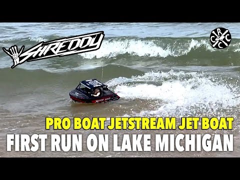 SHREDDY Pro Boat Jetstream Jet Boat RC First Run On Lake Michigan