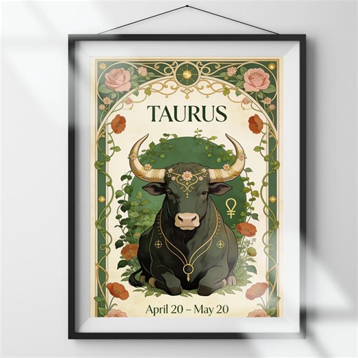 Taurus Zodiac Art Nouveau Poster (digital Download) - Etsy
