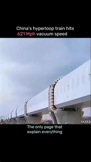 explainer Area on Instagram: "China is building a high-speed Hyperloop train capable of 621 mph inside a vacuum pipeline. Using magnetic levitation, the train floats above the tracks, eliminating air resistance and slashing Beijing-to-Shanghai travel from 5 hours to just 30 minutes. Future plans aim to push speeds up to 3107 mph, redefining high-speed rail and vacuum transport. #hyperloop #magneticlevitation #highspeedtrain #futuretransport #chinaengineering #technology #ChinaTechnology #china🇨