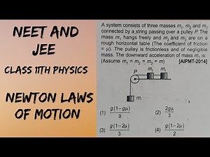 A system consists of three masses m1,m2 and m3 connected by string passing over a pulley P . The mas