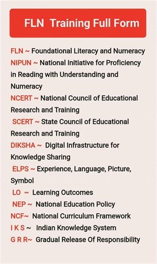FLN Training Full Form #flntraining #fullform #short_feed #nipun_bharat #nipun #ytshortsindia #yt