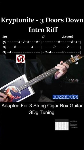 Kryptonite Intro - 3 Doors Down (No Chat) Cigar Box Guitar Lesson