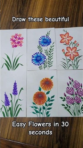 6 Easy Freehand Flowers in seconds || Beginner Painting || Art Hacks ||Simple Floral Art