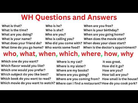 WH questions and answers examples in English | What, How, Where, Which, When, Why, Who, Whose, Whom