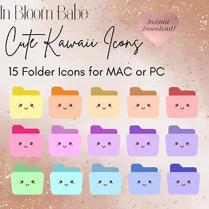 Adorable Kawaii Folder Icons, Cute Kawaii PC Icons, Kawaii MAC Icons, Kawaii MacBook Icons, Smiley Windows Icons, Fun Girly Desktop Icons - Etsy