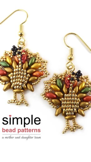 Cara & Lane on Instagram: "Make these super cute beaded turkey earrings for Thanksgiving! Pattern: https://simplebeadpatterns.com/beaded-turkey-earrings-pattern/ Kits: https://www.etsy.com/shop/SimpleBeadPatterns?ref=seller-platform-mcnav&search_query=turkey+k"