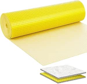 MAXKOSKO 54 Sq.Ft. Uncoupling Membrane for Tile, 1/8''(3mm) Thick Waterproof Heated Flooring Underlayment Mat Tile Crack Prevention for Bathroom Shower Kitchen Basement