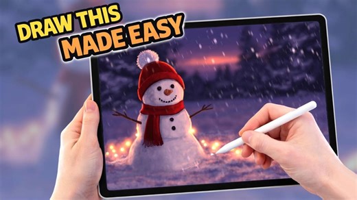 【Procreate】用系统笔刷轻松绘制：雪人雪景教程 from James Julier Art Tutorials