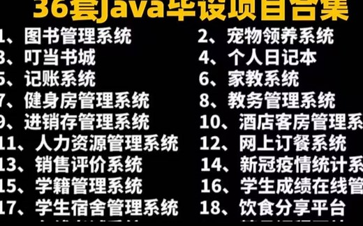 【2023最全实战项目】36个Java练手项目合集，学习Java必备，练完即可毕业，练手项目~项目经验~毕设~课设