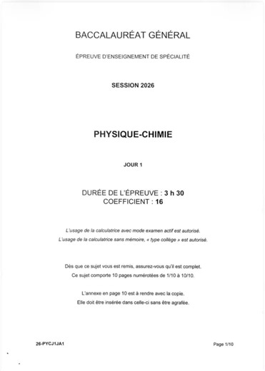 Un sujet assez simple si tu maitrises les automatismes du bac en spé physique. Télécharge mon programme révision du bac en 10 jours, ils sont tous dedans corrigés en vidéo. #physiquechimie #profraffin #spephysique#spephysiquechimie #bac2026
