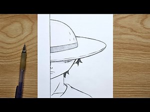 How to draw Monkey D Luffy | Luffy step by step | Easy Luffy drawing half face for beginners
