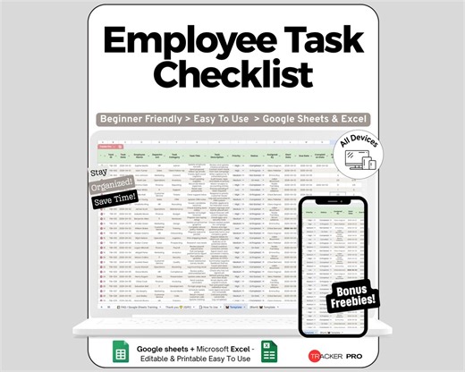 Employee Task Checklist, Excel to Do List Template, Daily Task Manager Google Sheet, Activity Tracker Digital Checklist Office Organizer - Etsy