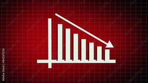 Animated down graph icon designed in flat icon style, business or finance concept icon. Finance, Business Info graphic animation, Bar graph.