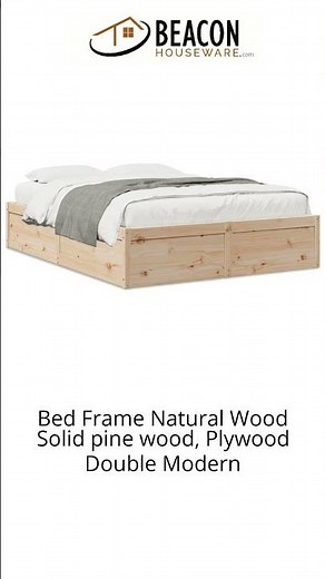 Bed Frame Natural Wood Solid pine wood Plywood Double Modern