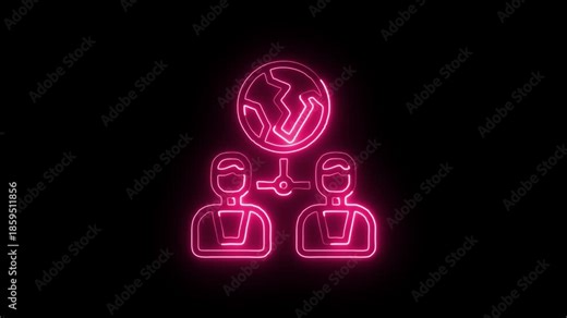 Connection Icon Animation with Glowing Lines on Black Background