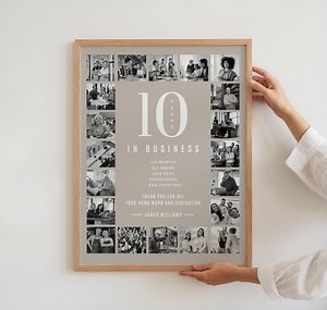 10th Business Anniversary Photo Collage Template 10 Years in Business Sign Gift for Small Business Owner Custom Business Sign Company Gift - Etsy