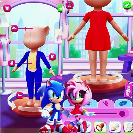 SONIC & AMY 🩵🩷 COSPLAY BY MY TALKING ANGELA 2 #subsicribe #like #rekkkkkk