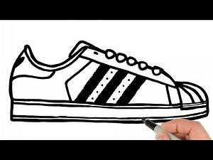 How to Draw Adidas Superstar Sneakers | Shoe Drawing Tutorial