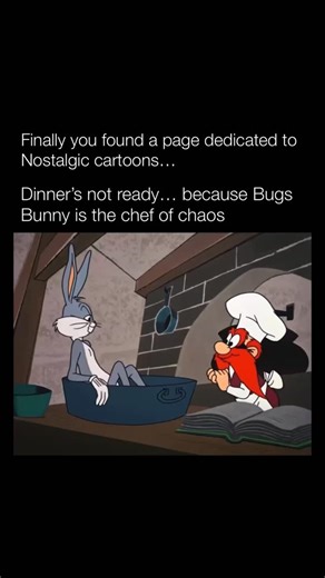 Explaining Cartoons on Instagram: "In Shishkabugs (1962), Yosemite Sam takes on the role of a hot-tempered desert king, determined to turn Bugs Bunny into a lavish meal. Bugs, ever the trickster, outsmarts him at every turn, turning what should be a chase into a battle of wits. The short is packed with exaggerated visual gags, rapid-fire timing, and Bugs’ signature calm confidence. Every cooking attempt by Sam backfires spectacularly, highlighting the clever interplay between predator and prey. 
