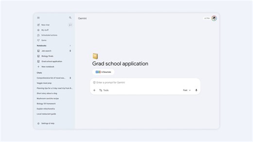 Google Gemini’s New Notebooks Help Organize Chats, Research Into Projects