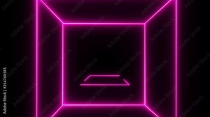 Abstract background with neon light, square,cube.