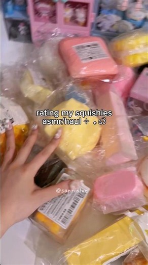 rating my squishies asmr/haul 🧀 #unboxing#squishy#asmr#fyp#haul#sanrio#kawaii#fidget#diy#satisfying