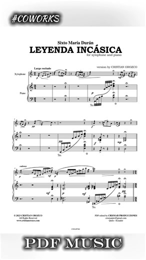 «Incassic Legend»: a masterpiece of Ecuadorian music now at your mallettips! Xylophone and piano version in PDF format.  Buy and download! https://www.cristianorozco.com/ecuador-collection#incassic-legend #CristianOrozco #composer #arrangement #sixtomariaduran #leyendaicasica #xylophone #piano @fansdestacados | Cristian Orozco - percussionist & composer | Facebook