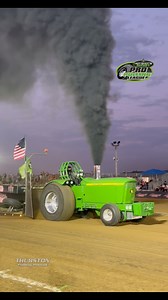 The “Bull Wagon” Pro Stock Tractor blowing smoke with the Pro Pulling League at the Scheid Diesel Extravaganza in Lyons, IN! #ProPulling #PoweredByScience #ProStock #TractorPulling #Turbo #Diesel #Reels #Tractor | Thurston Pulling Photos