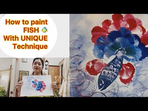How to paint Fish with easy technique / Amazing method to paint fish