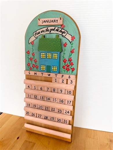 Vintage Perpetual Calendar Wood, Upcycled, Country/Grandma Decor
