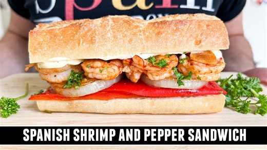 Spanish shrimp & pepper bocadillo: Seriously good shrimp sandwich