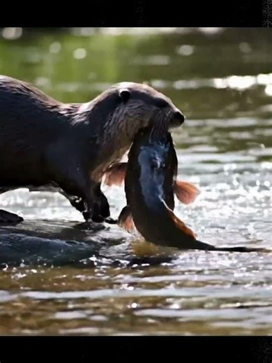 Giant Otter Catches Armored Catfish