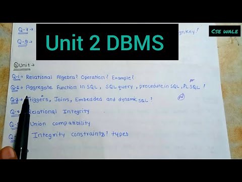 DBMS unit 2। important Questions//aktu// all unit//cse wale//Database management system