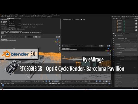 Blender 3D Benchmark Test NVIDIA RTX 5060 8GB OptiX Cycle Render Barcelona Pavillion by eMirage