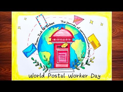 World Postal Worker Day Drawing |Easy Post Box Drawing for National Post Day|National Postal Day art