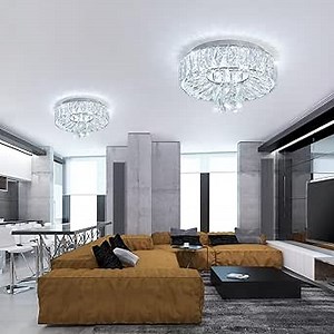 Mini Chandelier Modern Crystal Chandeliers for Hallway Light Fixture LED Flush Mount Ceiling Light Dimmable Lamp for Dining Room Living Room Bedroom