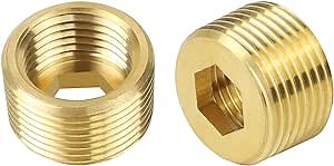 Brass Pipe Adapter, 1/2 inch Female NPT Thread to 3/4 inch Male NPT Thread Adapter, Brass Pipe Outdoor Water Faucet Convert Fitting Adapter, 2pcs (1/2" NPT Female to 3/4" NPT Male)