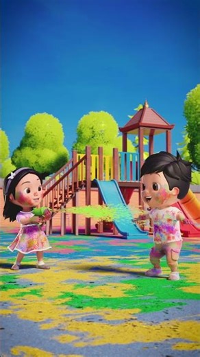 Holi Aayo! 🎨 Kids Holi Song in Nepali | Rivu & Friends #shorts