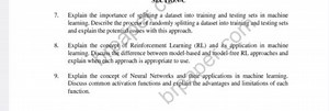 Question 7: Importance of Dataset Splitting in Machine Learning... | Filo