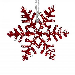 Handmade Glass Snowflake: Rudolph Red - Set of 2 (3.50 and 4.00 inch) - Gift Wrapped - Winter Holiday Christmas Ornaments by studioTica