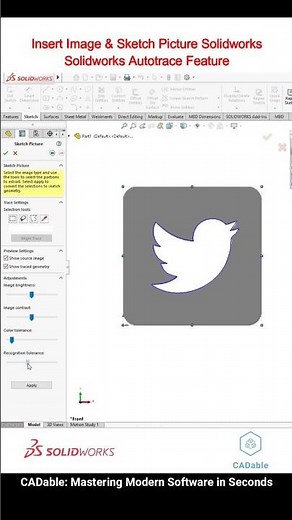 Solidworks Autotrace Feature | Insert Image & Sketch Picture #solidworkscadcam #solidworksautotrace