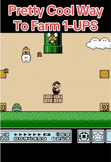 Super Mario Bros. 3 World 3-4 1-Up Farming Trick