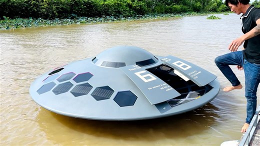 Vehicle Artist Builds a Floating Flying Saucer Jet Boat