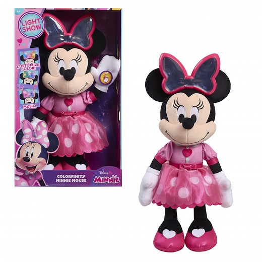 Disney Junior Colorfinity Minnie Mouse, 15 in Interactive Plush, Lights and Sounds, Girls Ages 3 Up