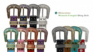 Watch 35158 50158 Women's Belts Rhinestone Belt Fashion Western Cowgirl Bling Studded Design Leather Belt on Amazon Live
