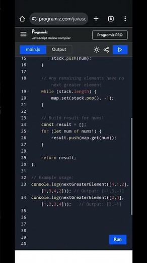 Next Greater Element I in JavaScript | O(n) Efficient Stack Solution | LeetCode Problem