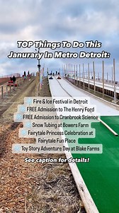 TOP Things to Do with Kids in January throughout Metro Detroit 🔥 🧊 Fire & Ice Festival at @detroitriverfront : Jan 5-7th Enjoy medieval fun with a winter twist! The weekend festivities include oversized fires, turkey legs, and an ice carving competition. 📍 Valade Park: 2670 Atwater St, Detroit 🙌 FREE Admission to the @henryford on Jan 15th for Martin Luther King Jr. Day. 📍 20900 Oakwood Blvd, Dearborn 🙌 FREE Admission to the @cranbrookscience on Jan 15th for Martin Luther King Jr. Day. 📍 