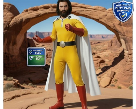 Saitama One Punch Man Cosplay | Anime Costume With Cape & Gloves for Men - Etsy