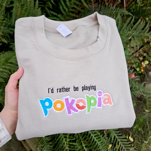 Pokopia Embroidered Sweatshirt, Cute Gaming Sweatshirt, Pokemon Sweatshirt - Etsy