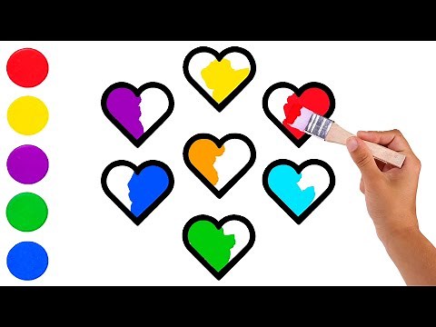 Dibuja y Colorea CORAZONES DE COLORES 💖🌈 Dibujos para niños